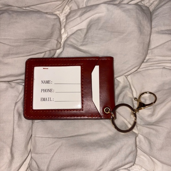 Brown Key Ring ID Card Wallet Mini Travel Wallet - Picture 3 of 3
